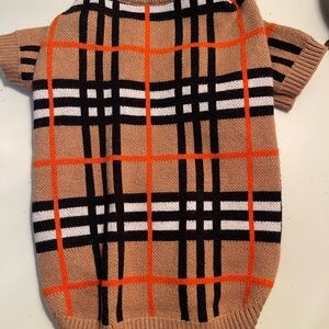 Stylish Tan Plaid Dog Sweater